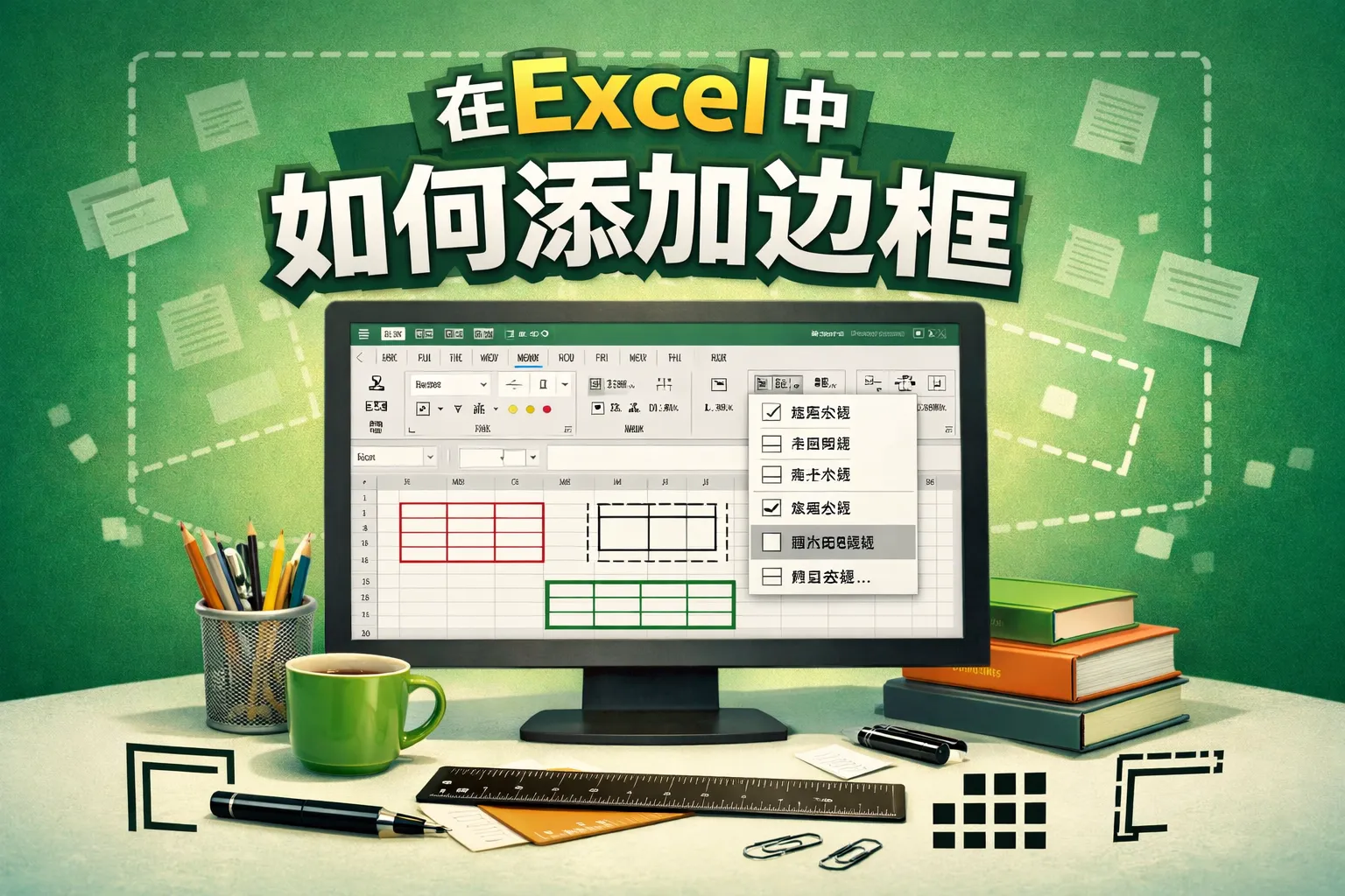 在excel中如何添加边枉