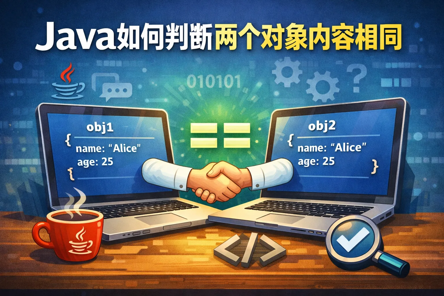 java如何判断两个对象内容相同