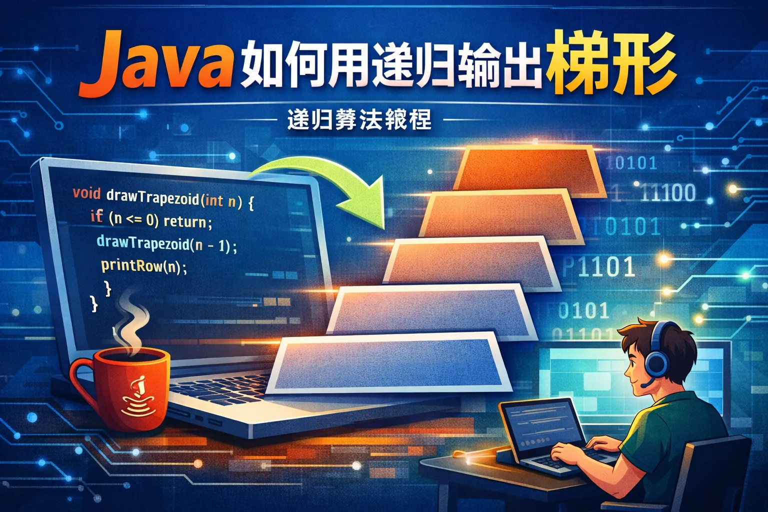 Java如何用递归输出梯形