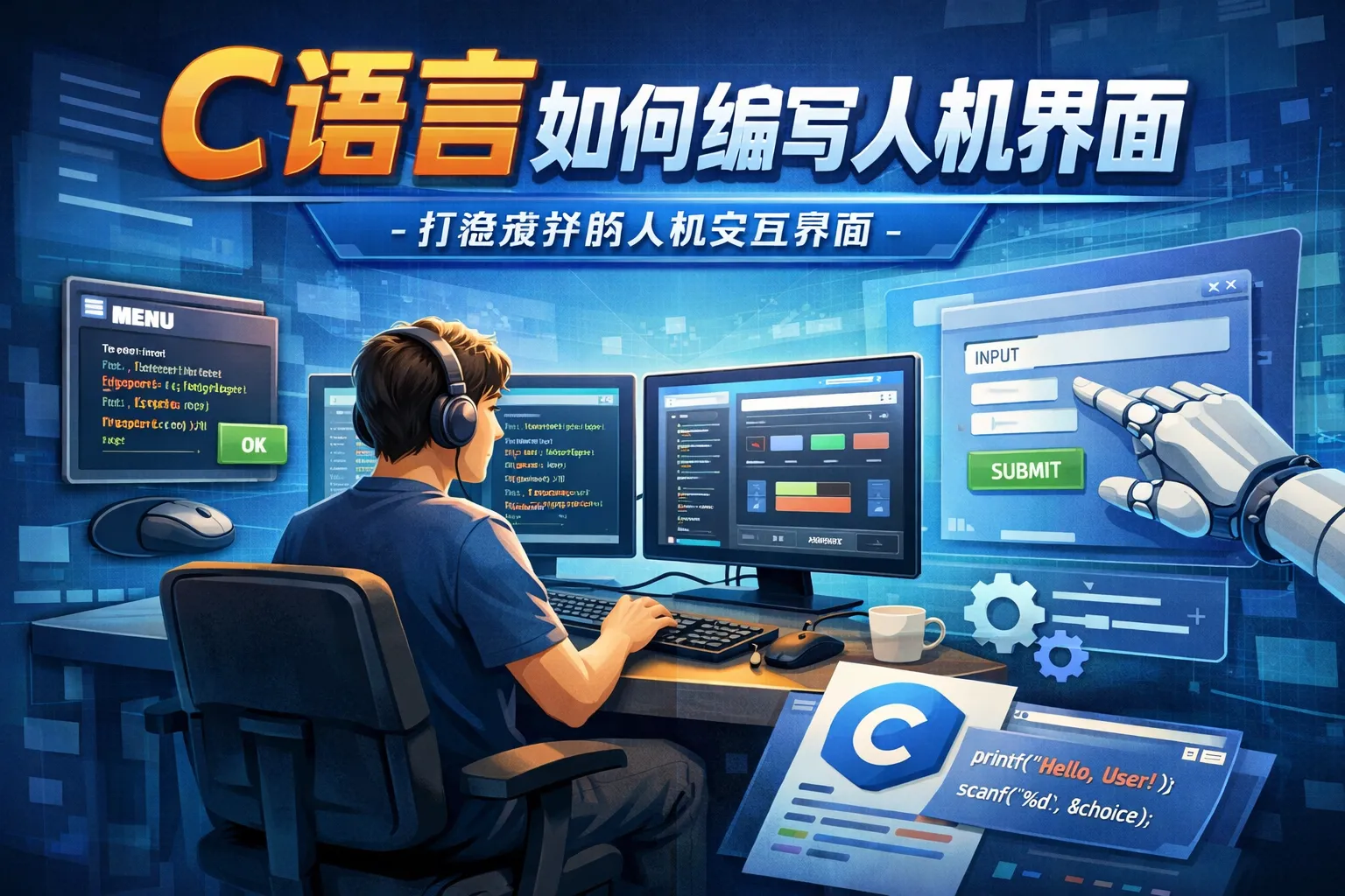 c语言如何编写人机界面
