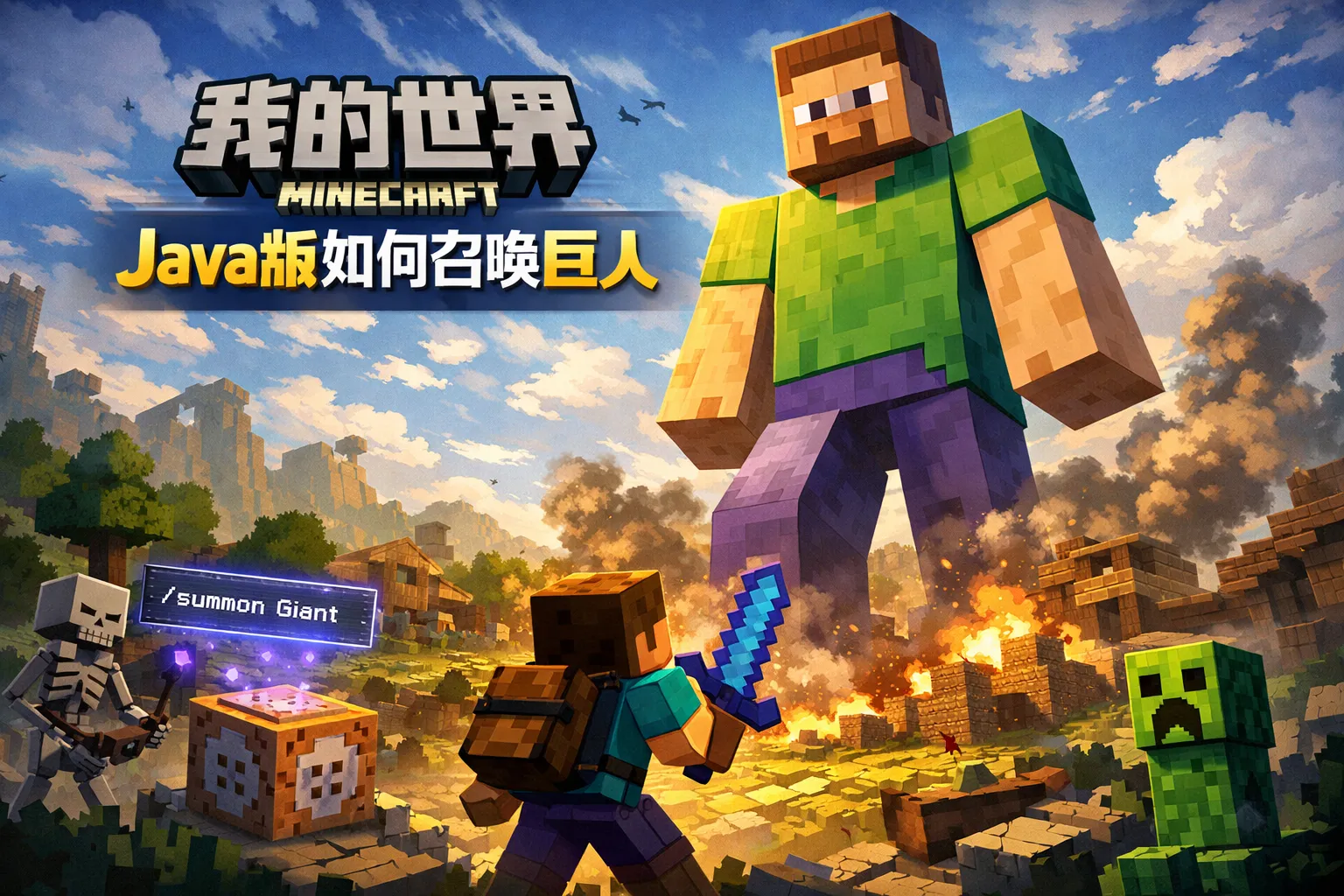我的世界java版如何召唤巨人