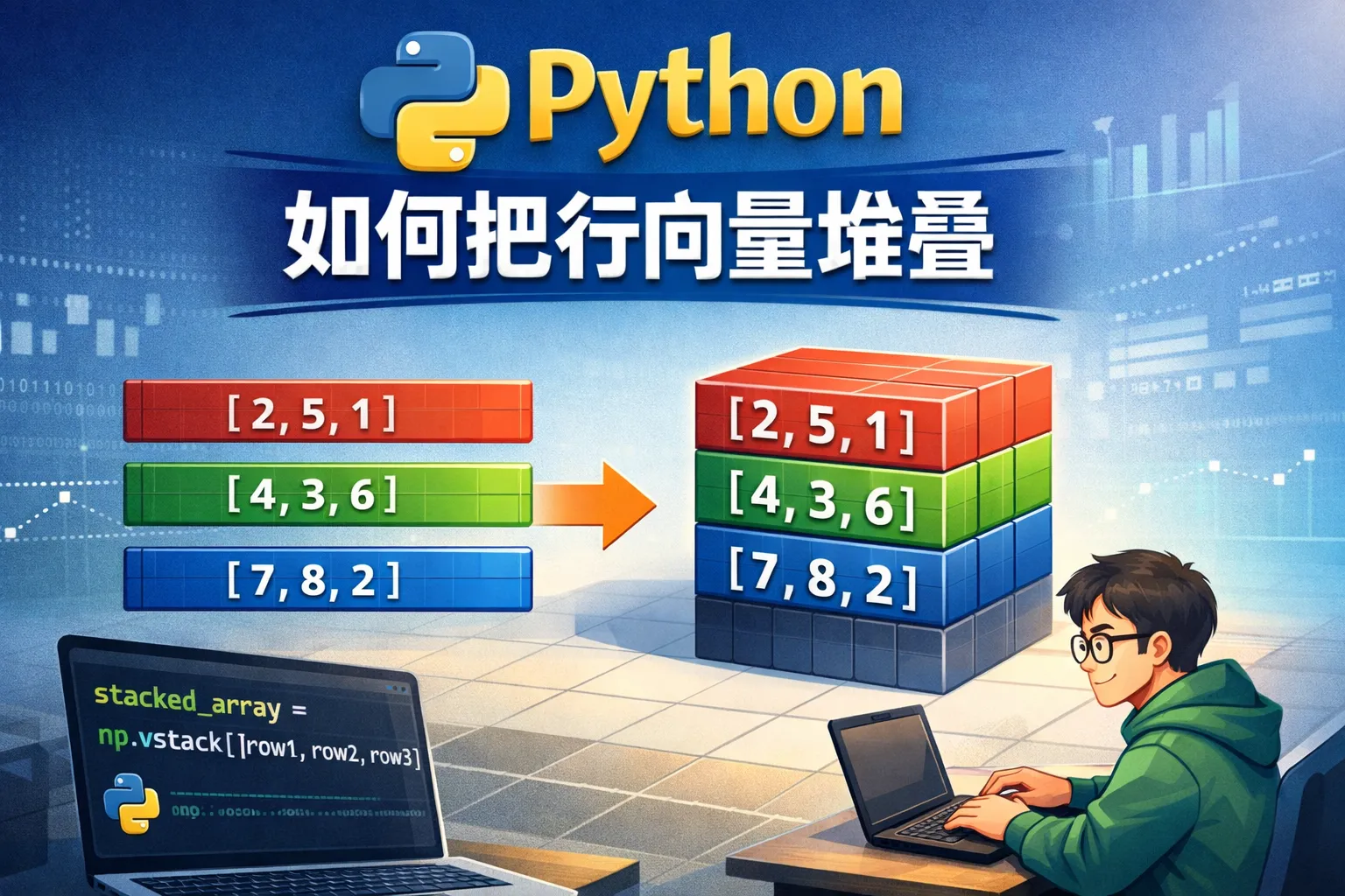 python如何把行向量堆叠