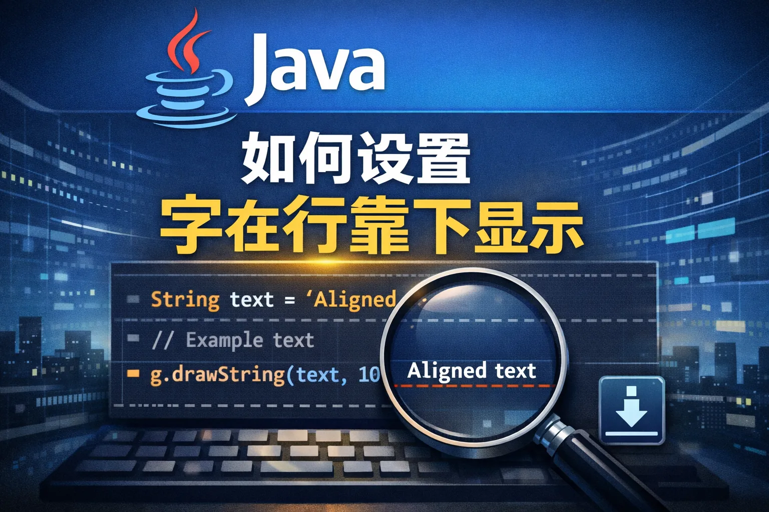 java如何设置字在行靠下显示