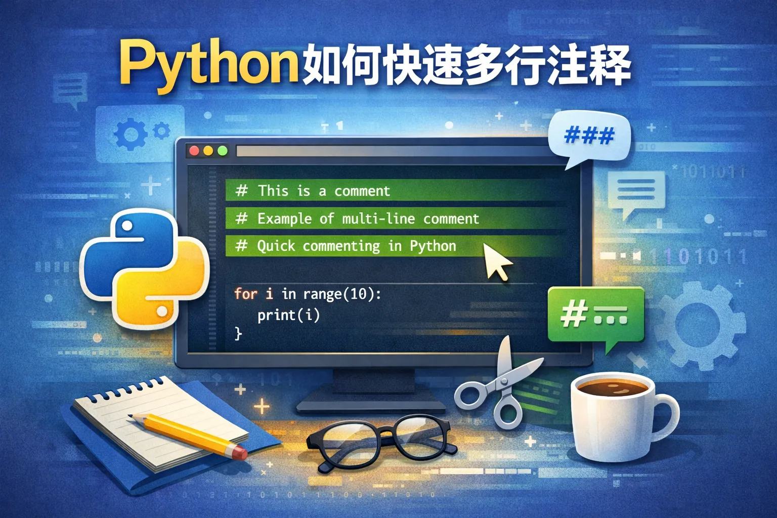 python如何快速多行注释