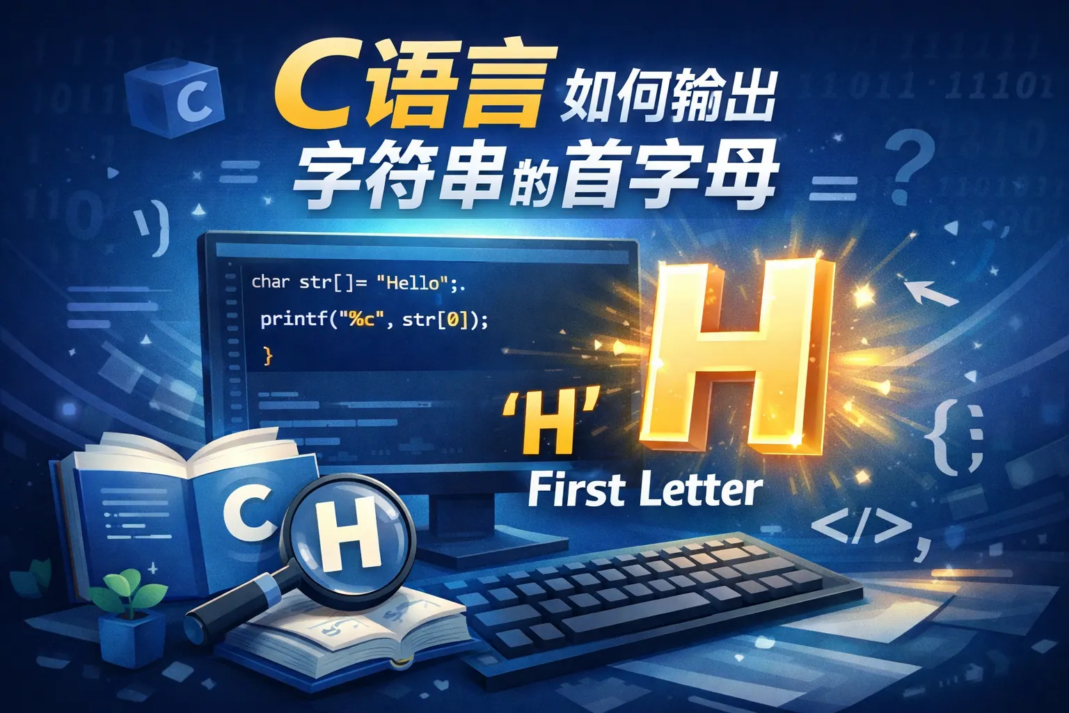 c语言如何输出字符串的首字母