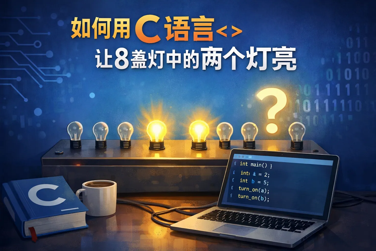 如何用c语言让8盏灯中的两个灯亮