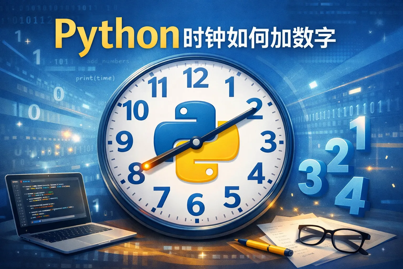 python时钟如何加数字