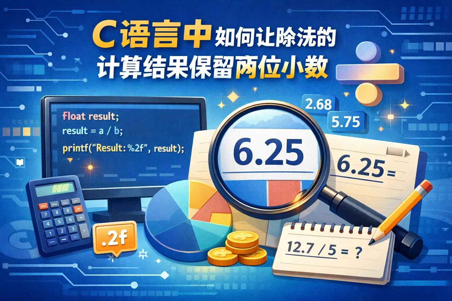 c语言中如何让除法的计算结果保留两位小数