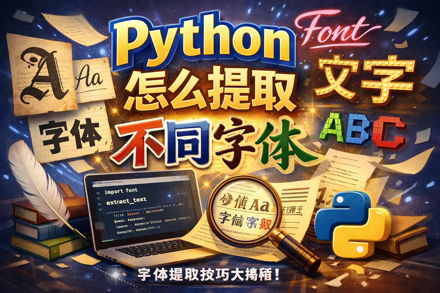 python怎么提取不同字体