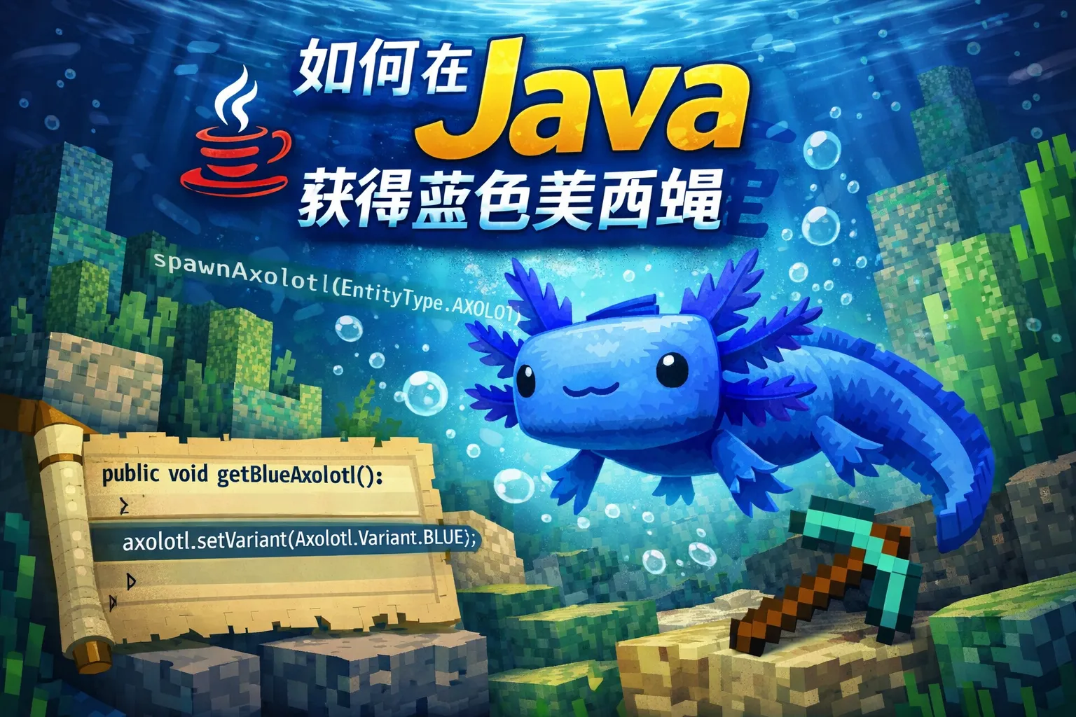 如何在java版获得蓝色美西螈