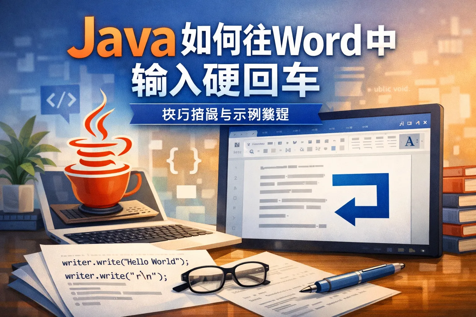 java如何往word中输入硬回车