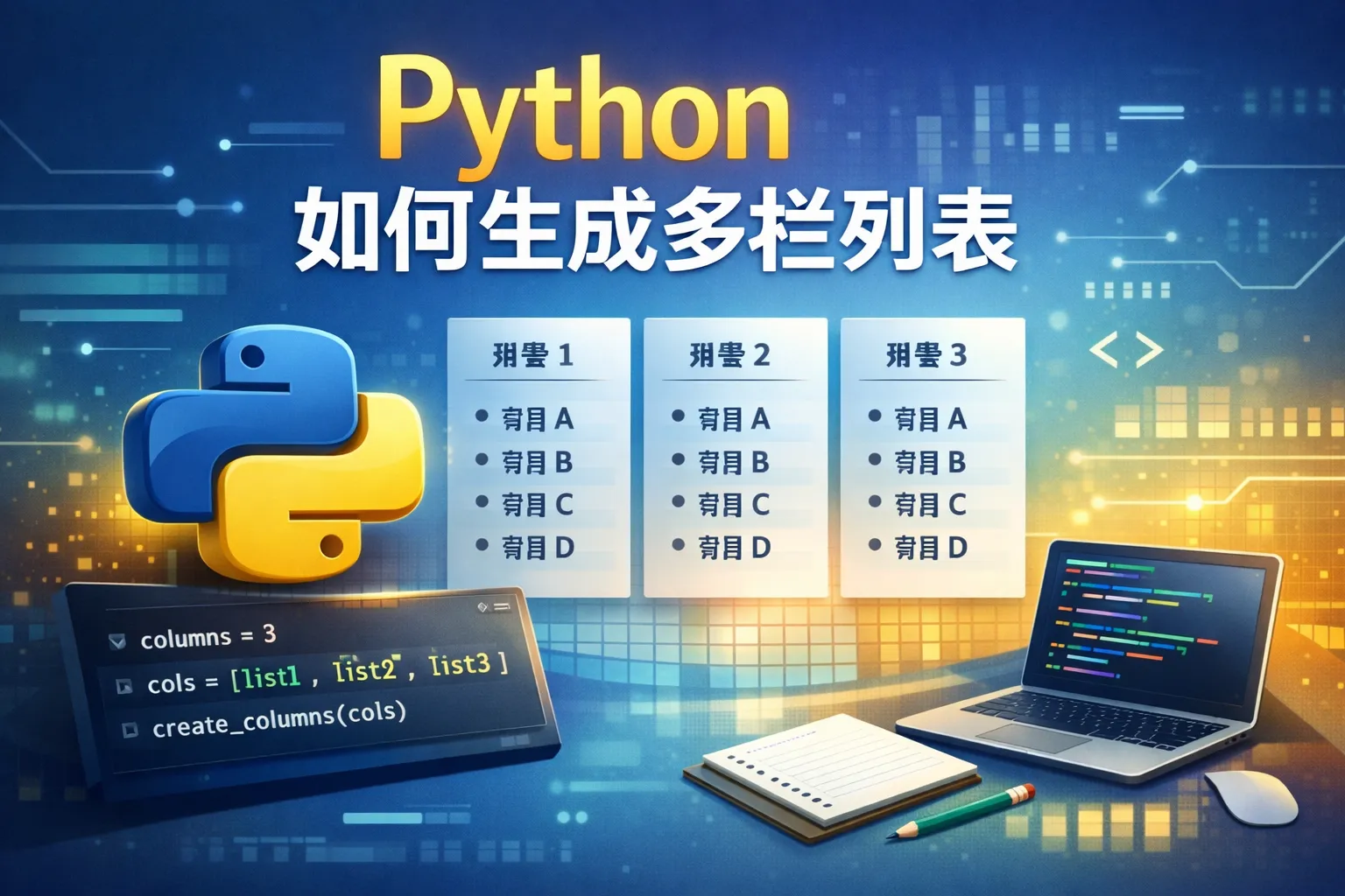 python如何生成多栏列表