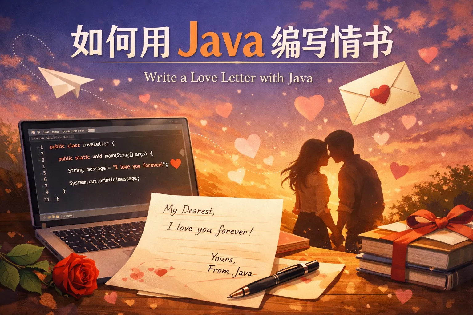 如何用java编写情书