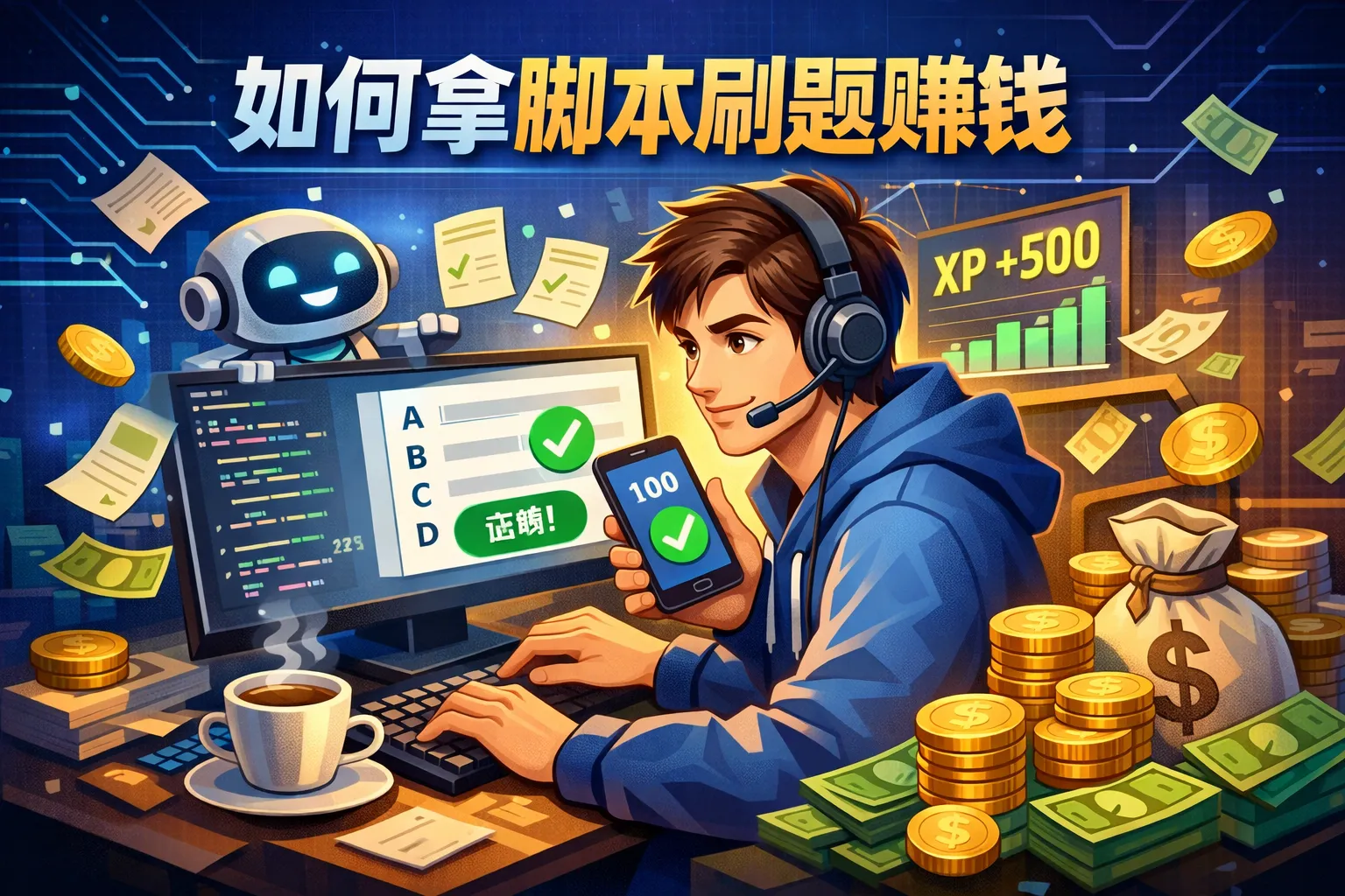 如何拿脚本刷题赚钱