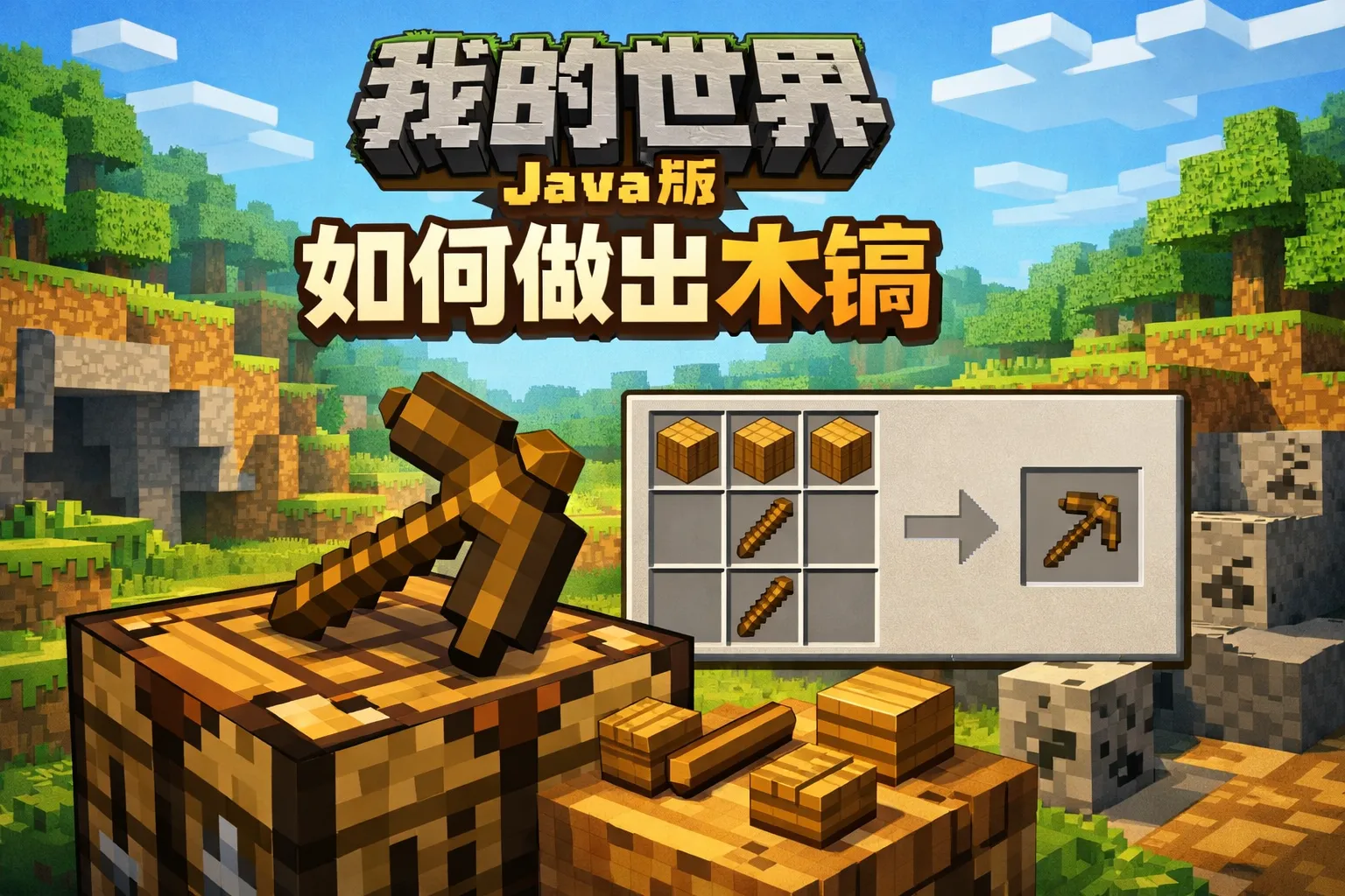 我的世界java版如何做出木镐