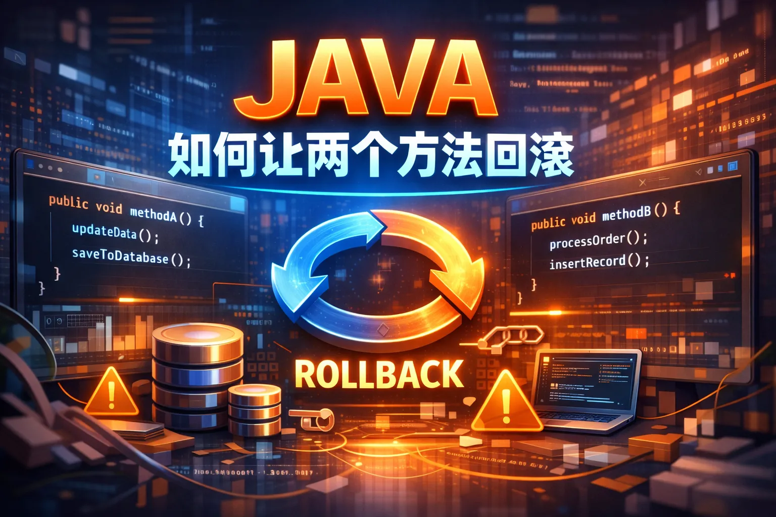 JAVA如何让两个方法回滚