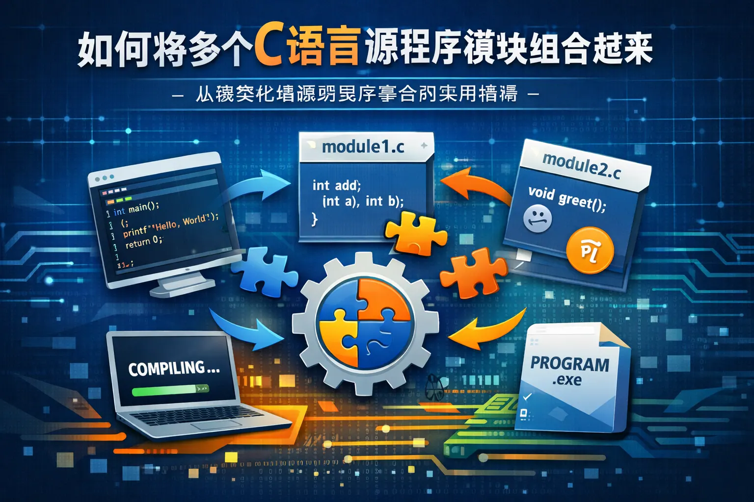 如何将多个c语言源程序模块组合起来