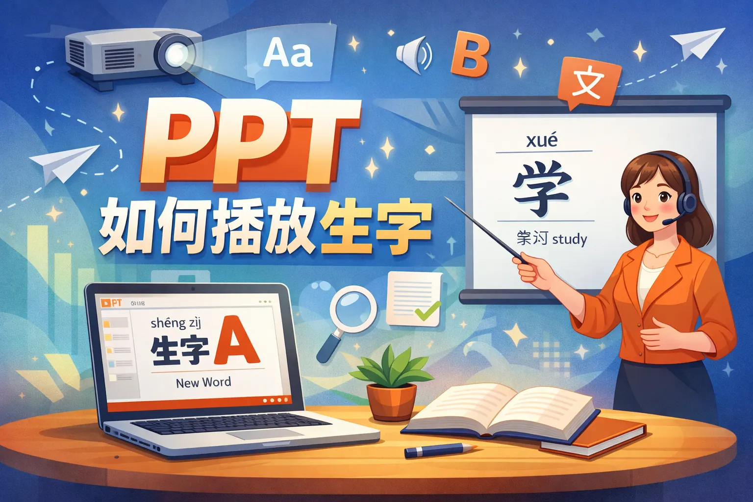 ppt如何播放生字