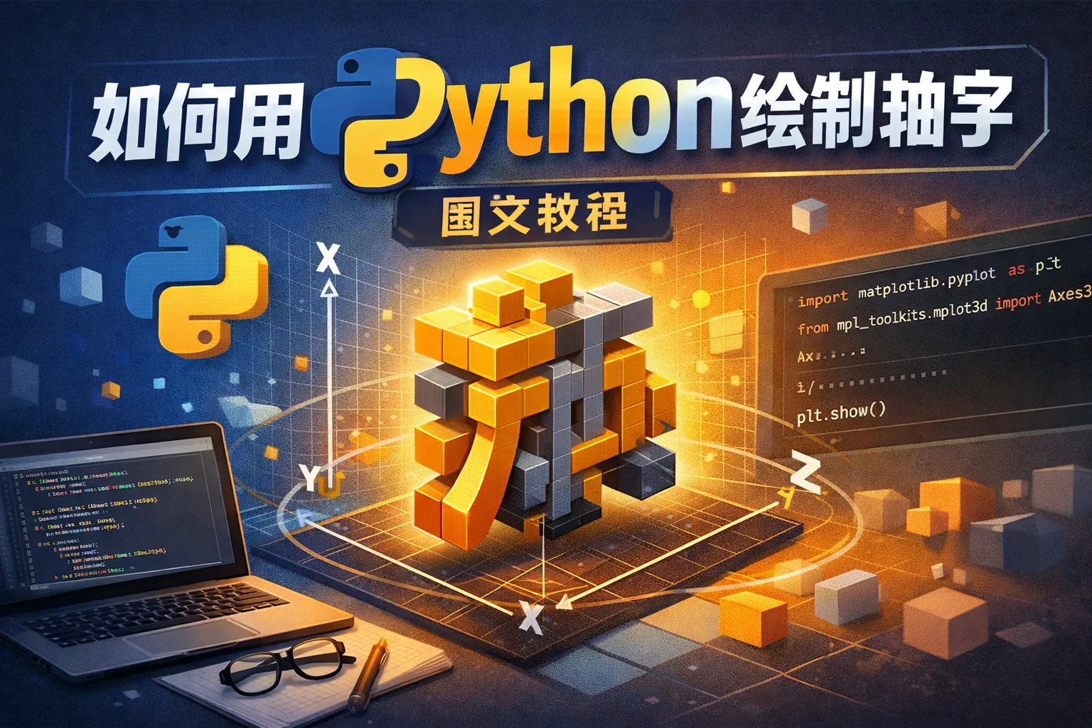 如何用python绘制轴字