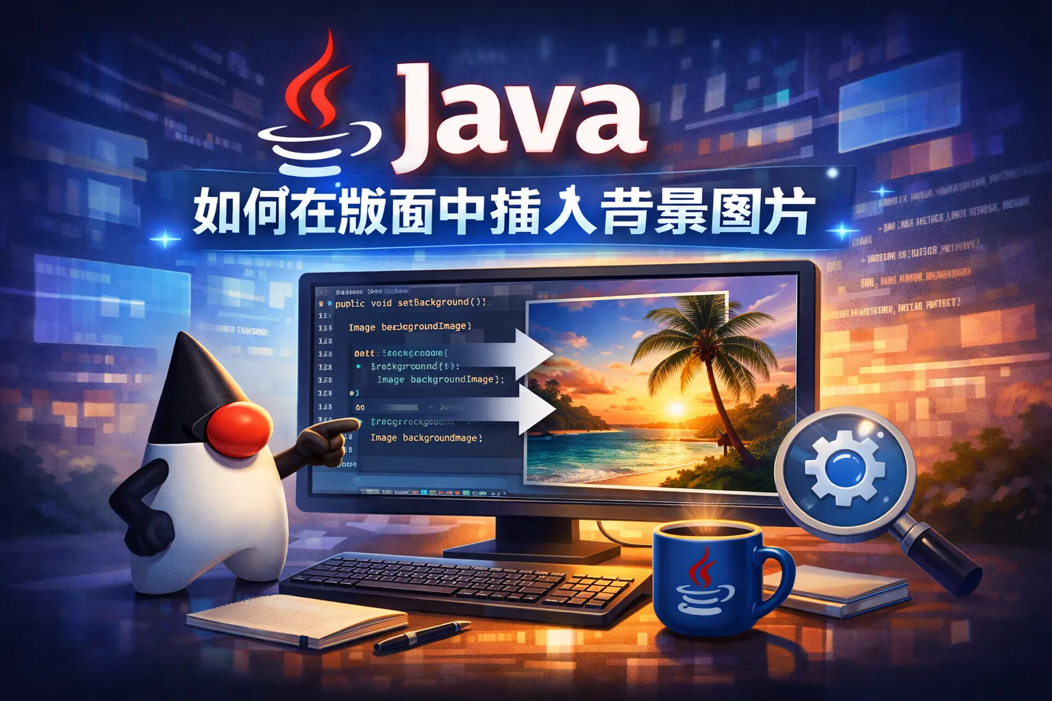 java如何在版面中插入背景图片