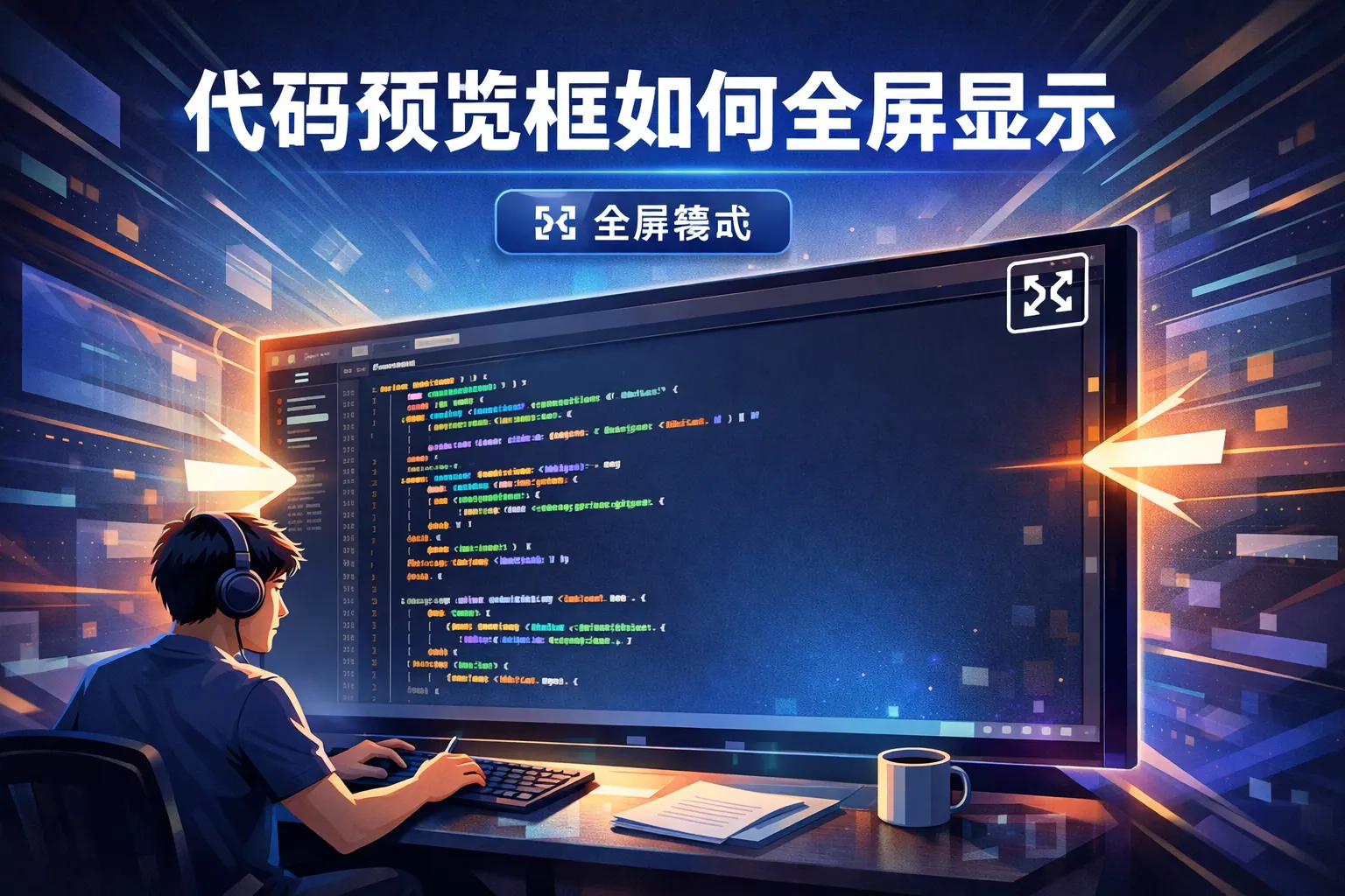 代码预览框如何全屏显示
