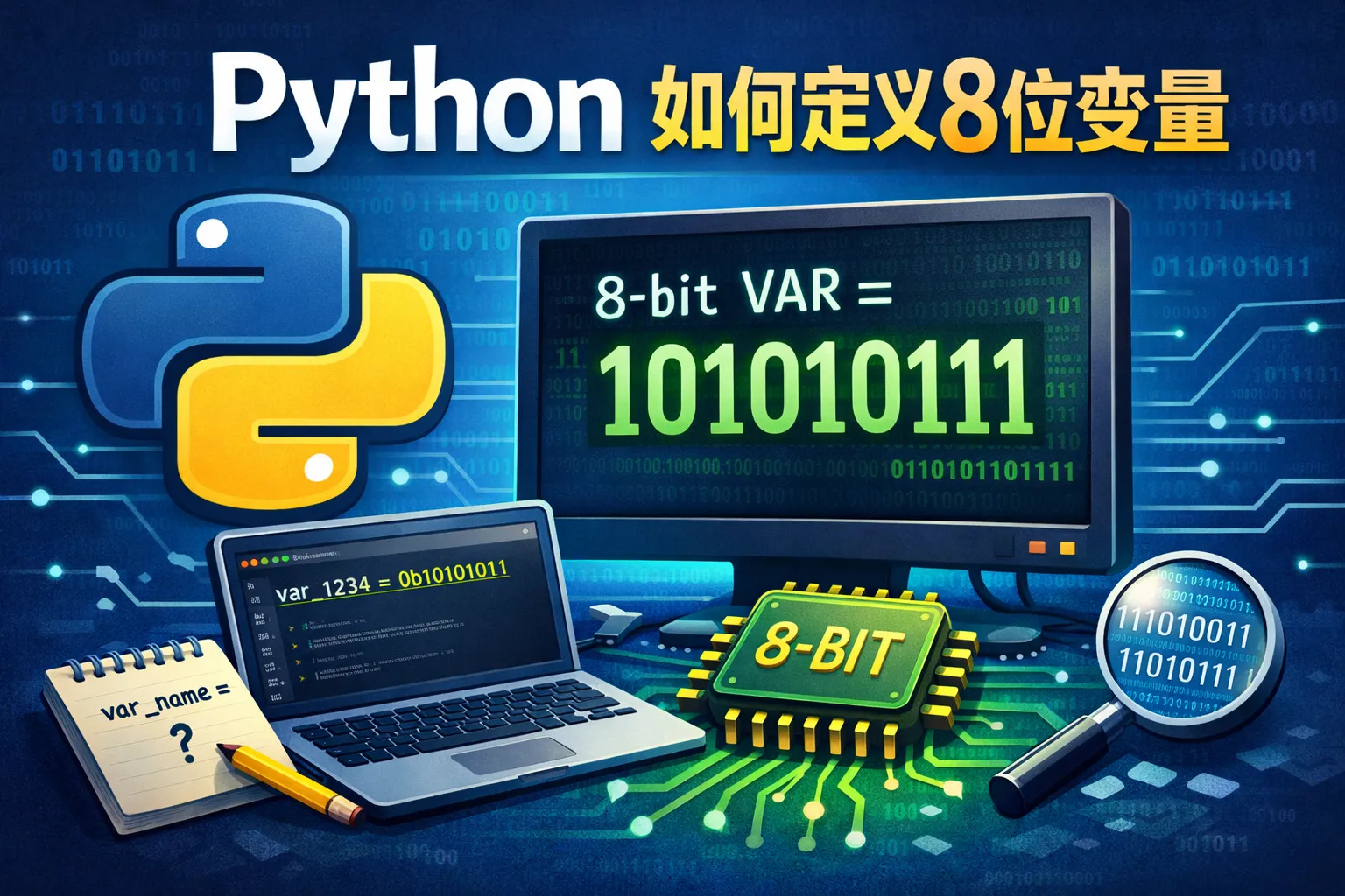 python如何定义8位变量