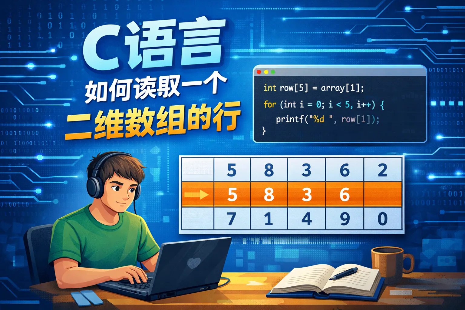 c语言如何读取一个二维数组的行