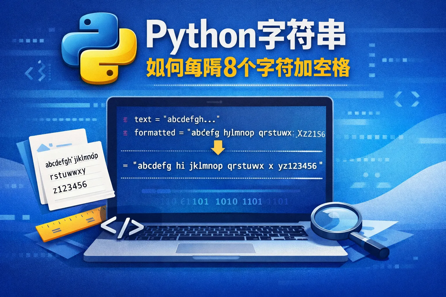 python字符串如何每隔8个字符加空格