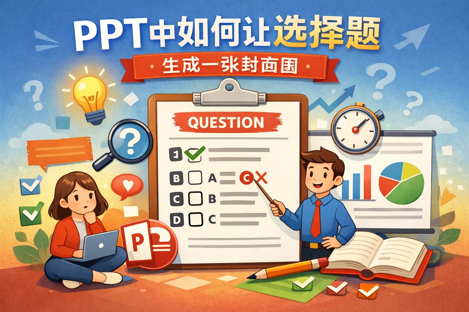 ppt中如何让选择题