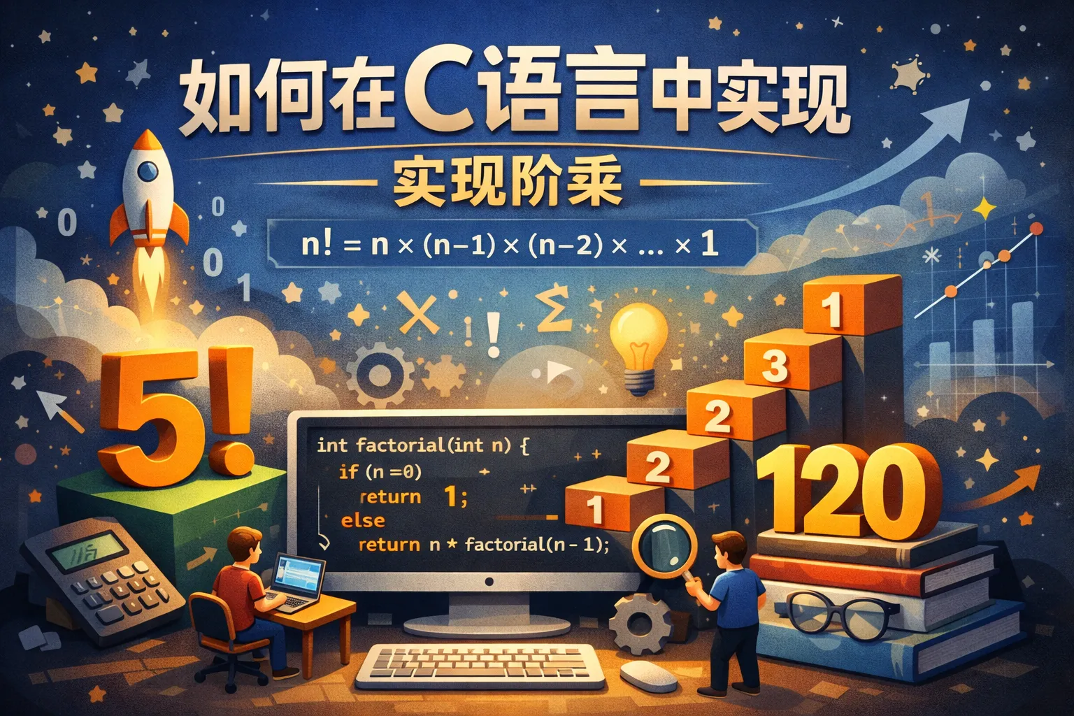 如何在c语言中实现阶乘