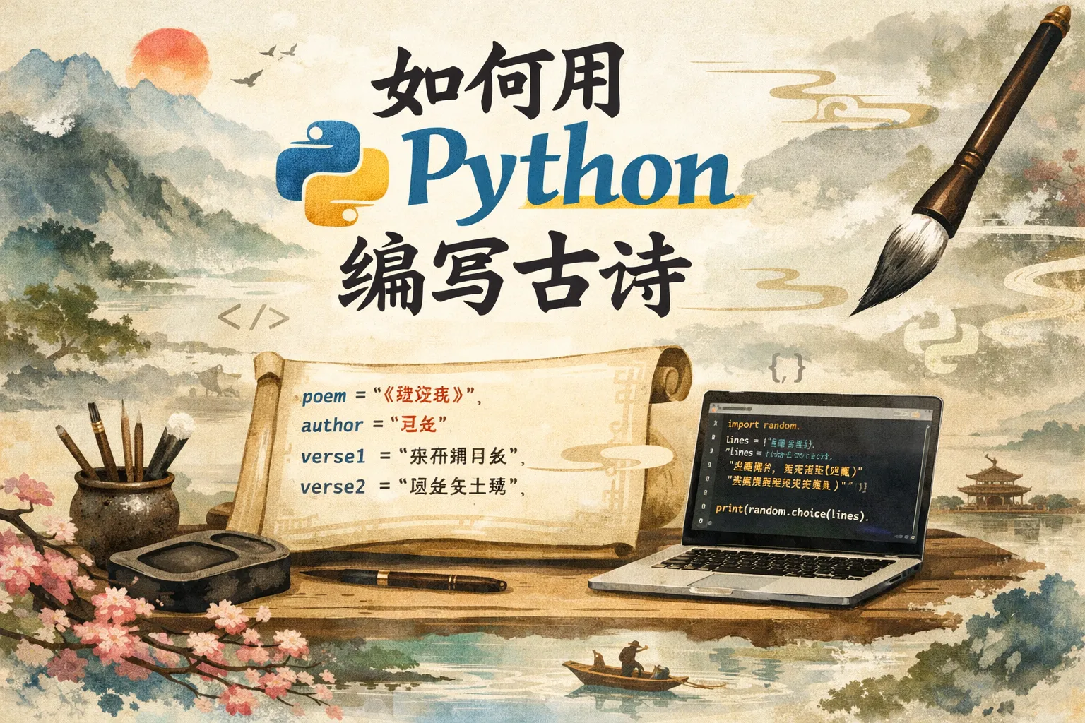 如何用python编写古诗
