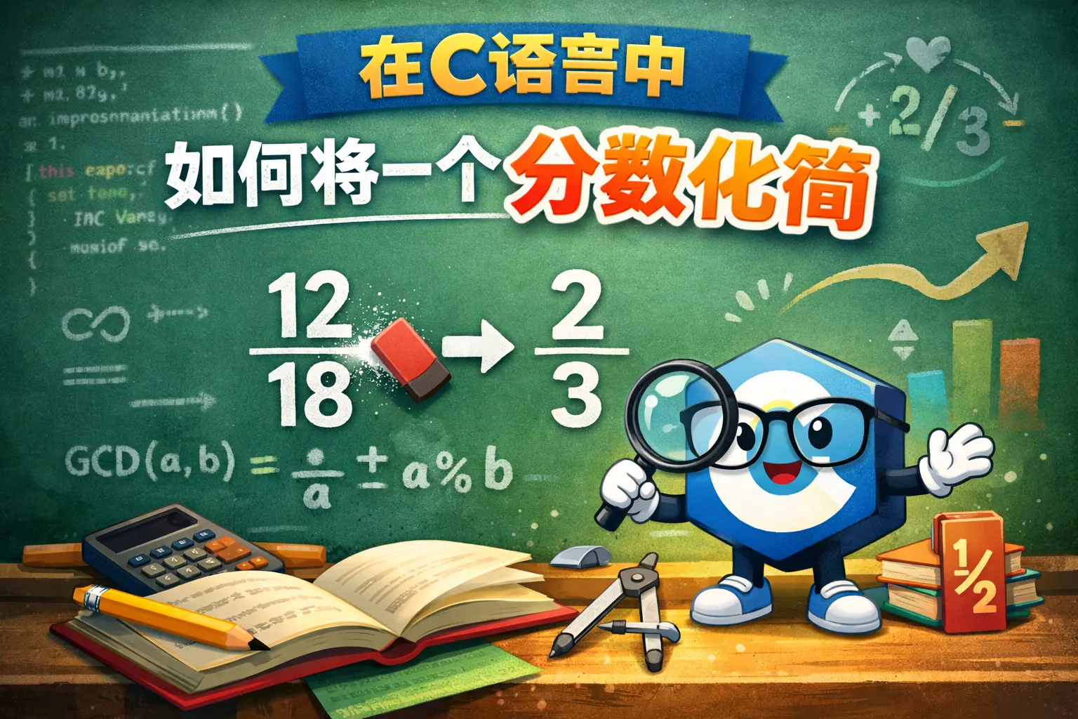 在c语言中如何将一个分数化简