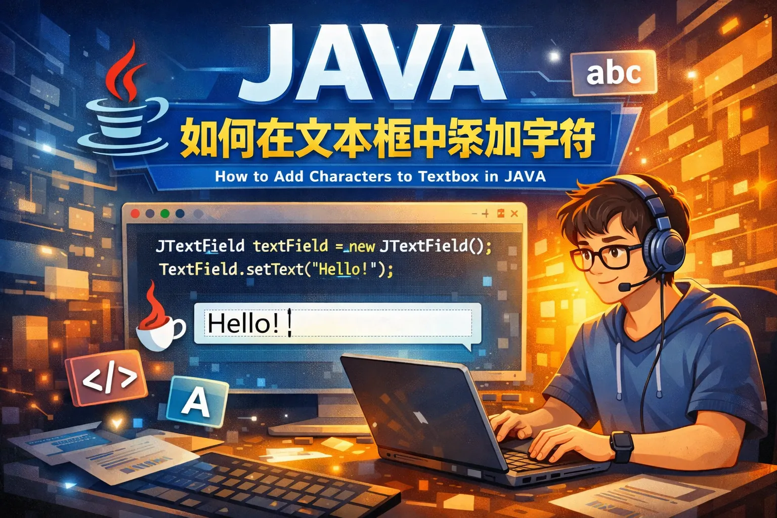 JAVA如何在文本框中添加字符