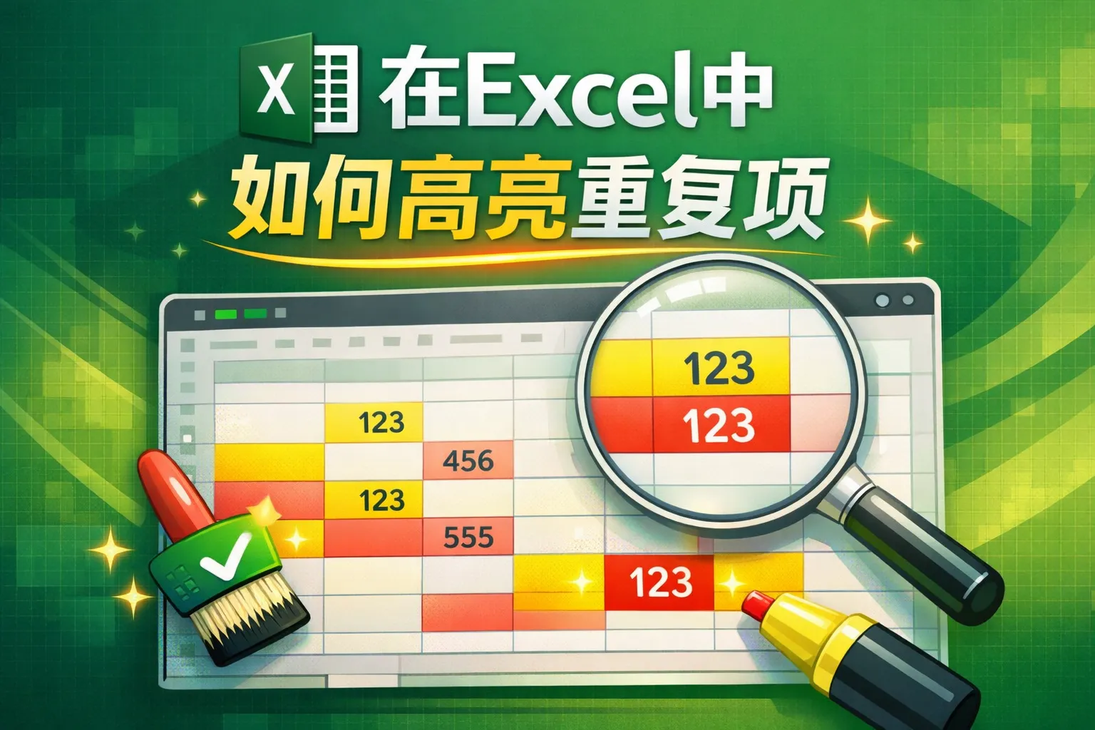 在excel中如何高亮重复项