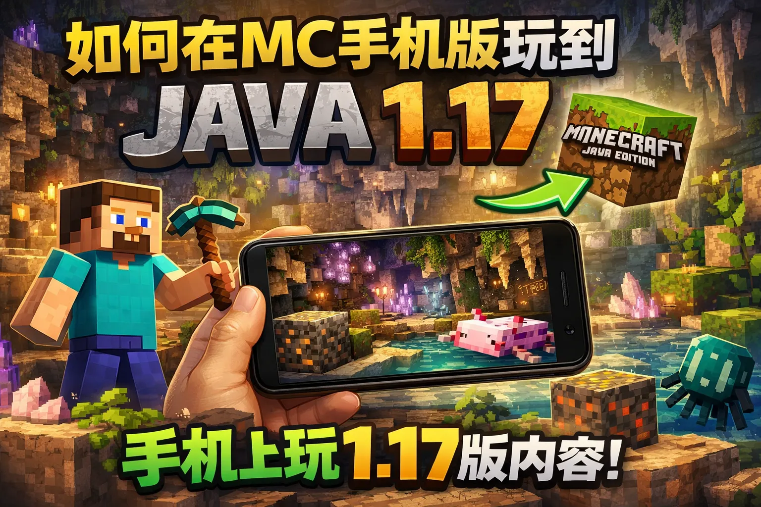 如何在mc手机版玩到java1.17