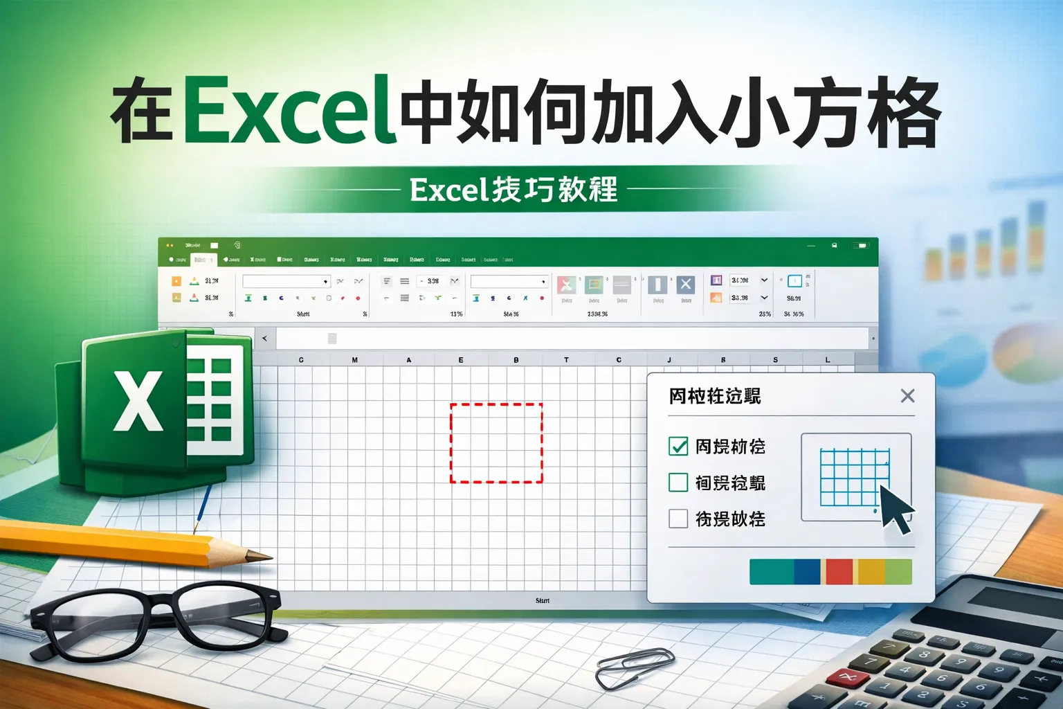 在excel中如何加入小方格