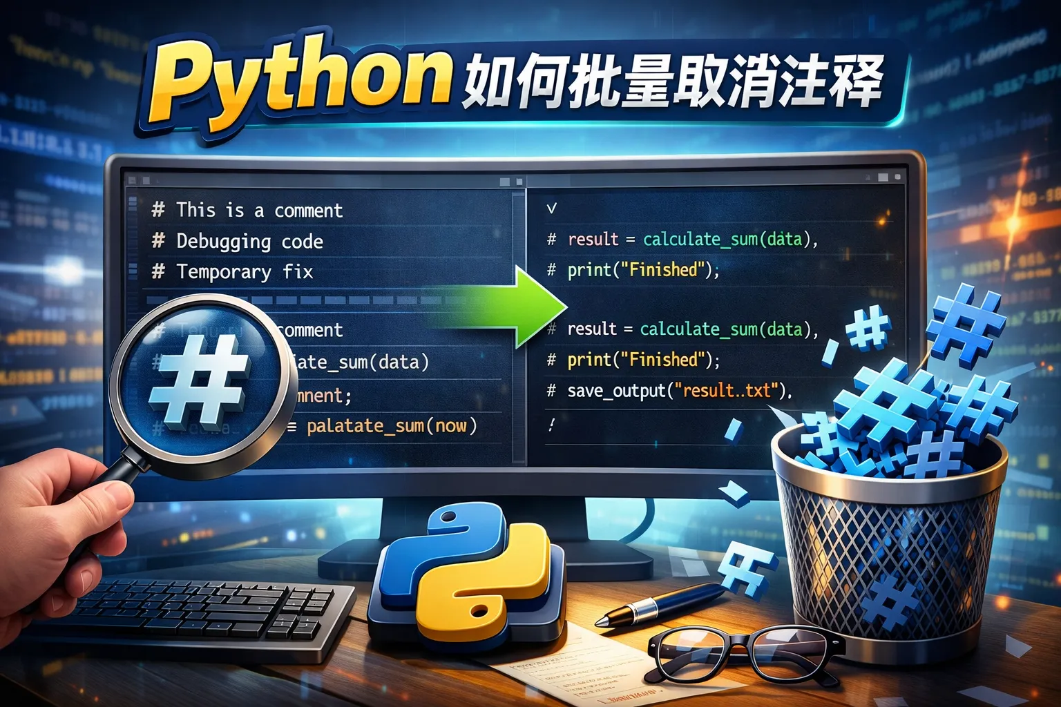 python如何批量取消注释