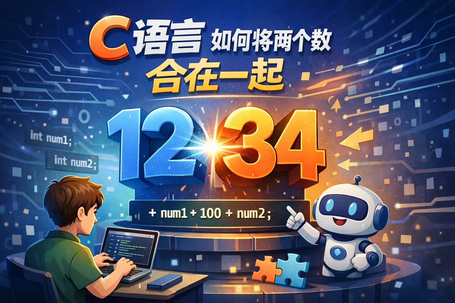 c语言如何将两个数合在一起