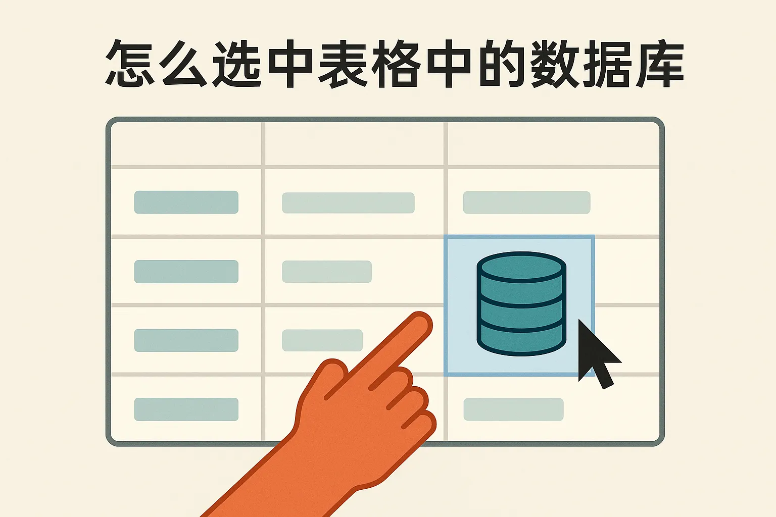 怎么选中表格中的数据库