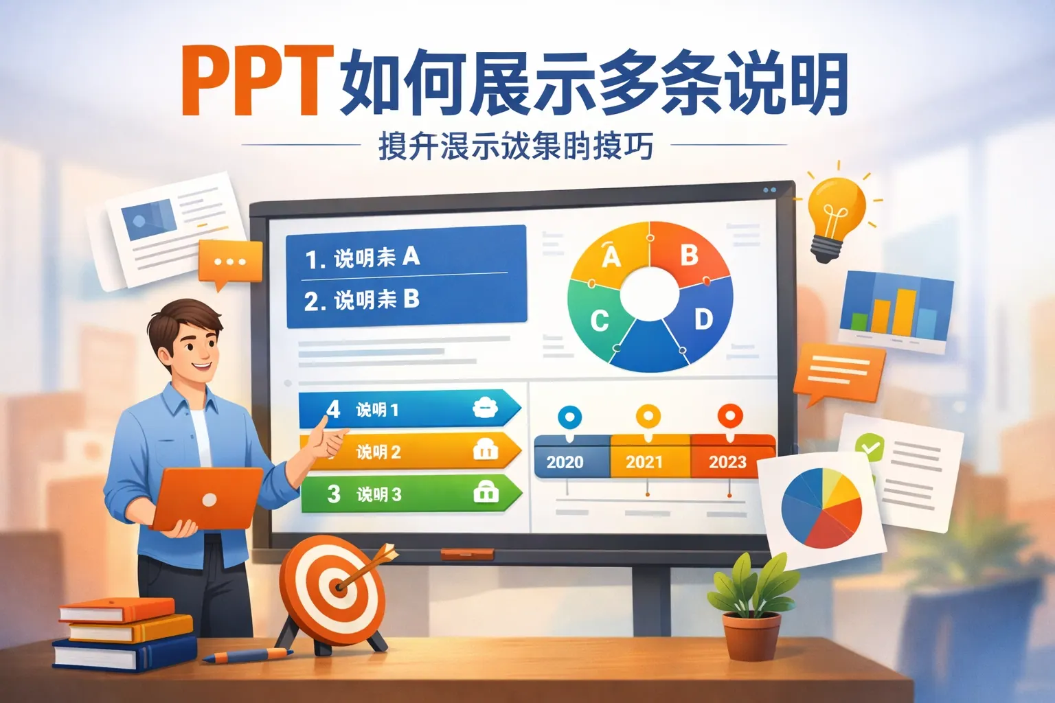 ppt如何展示多条说明