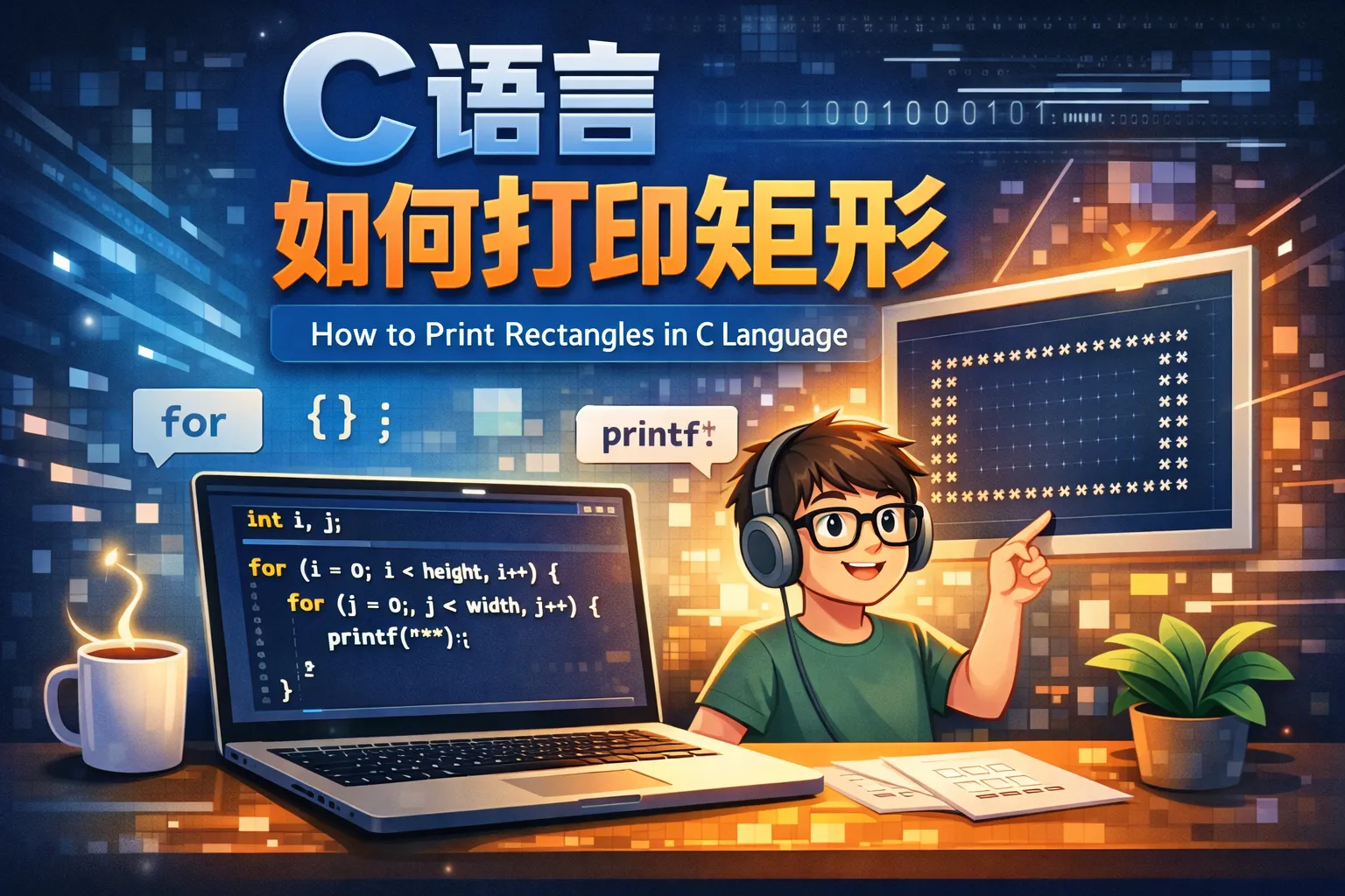 c语言如何打印矩形