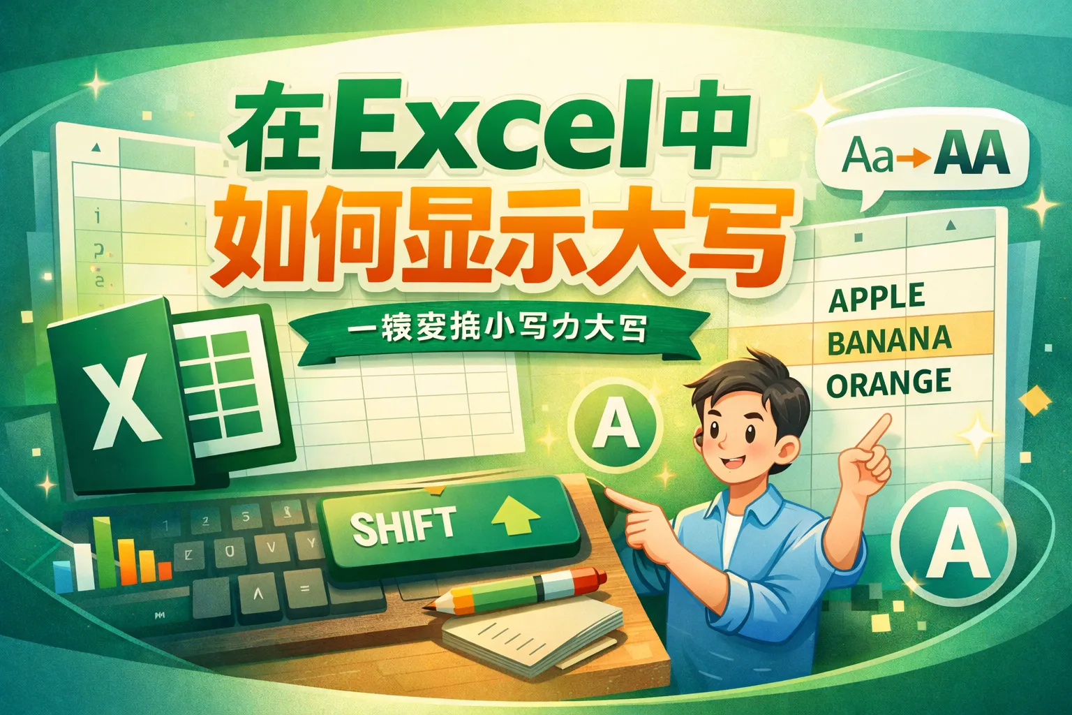 在excel中如何显示大写