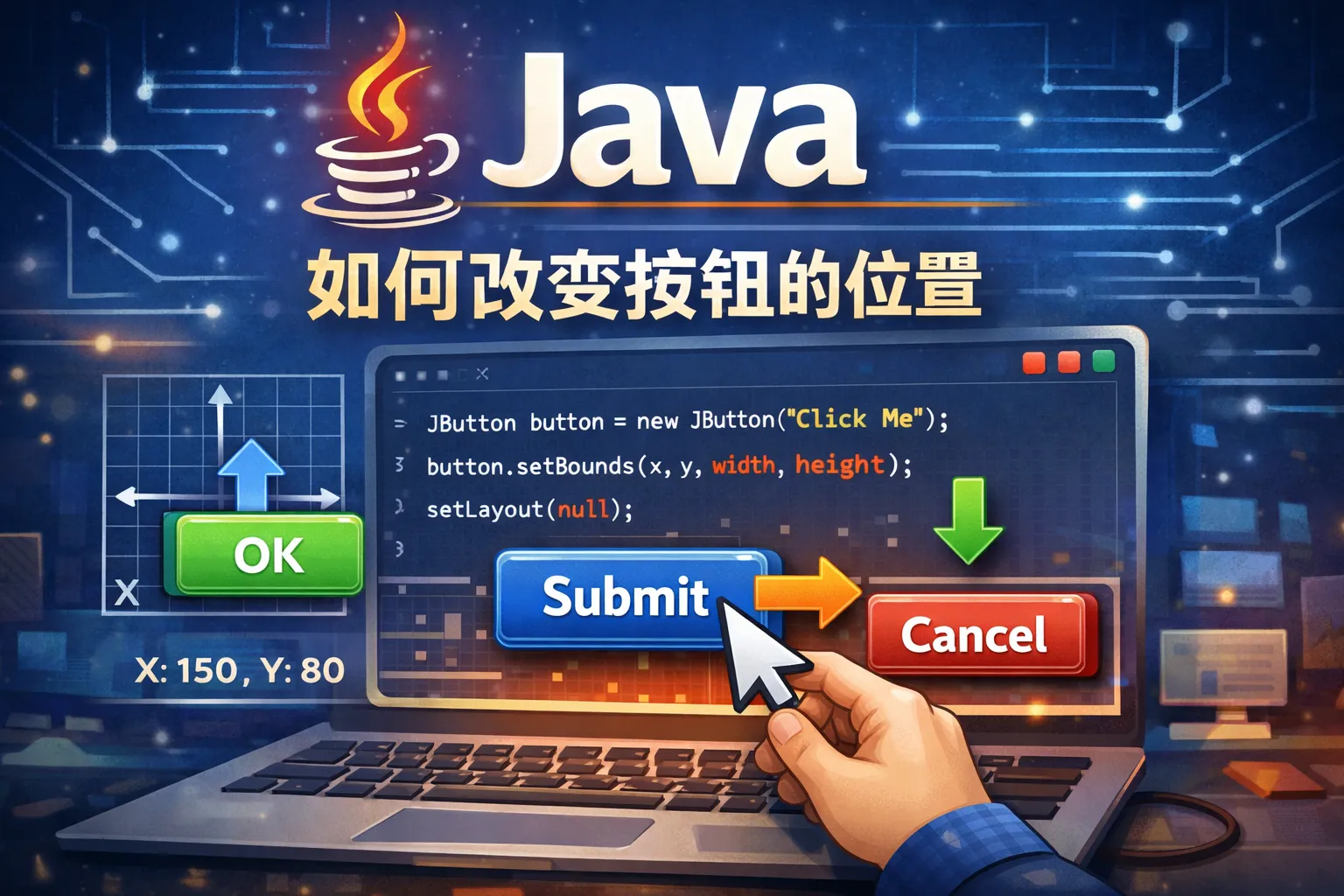 java如何改变按钮的位置