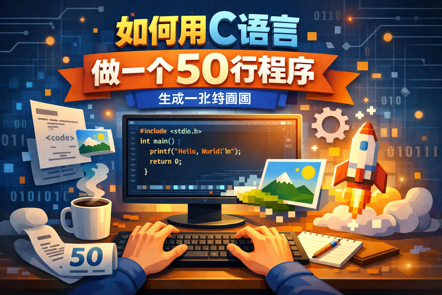 如何用c语言做一个50行程序