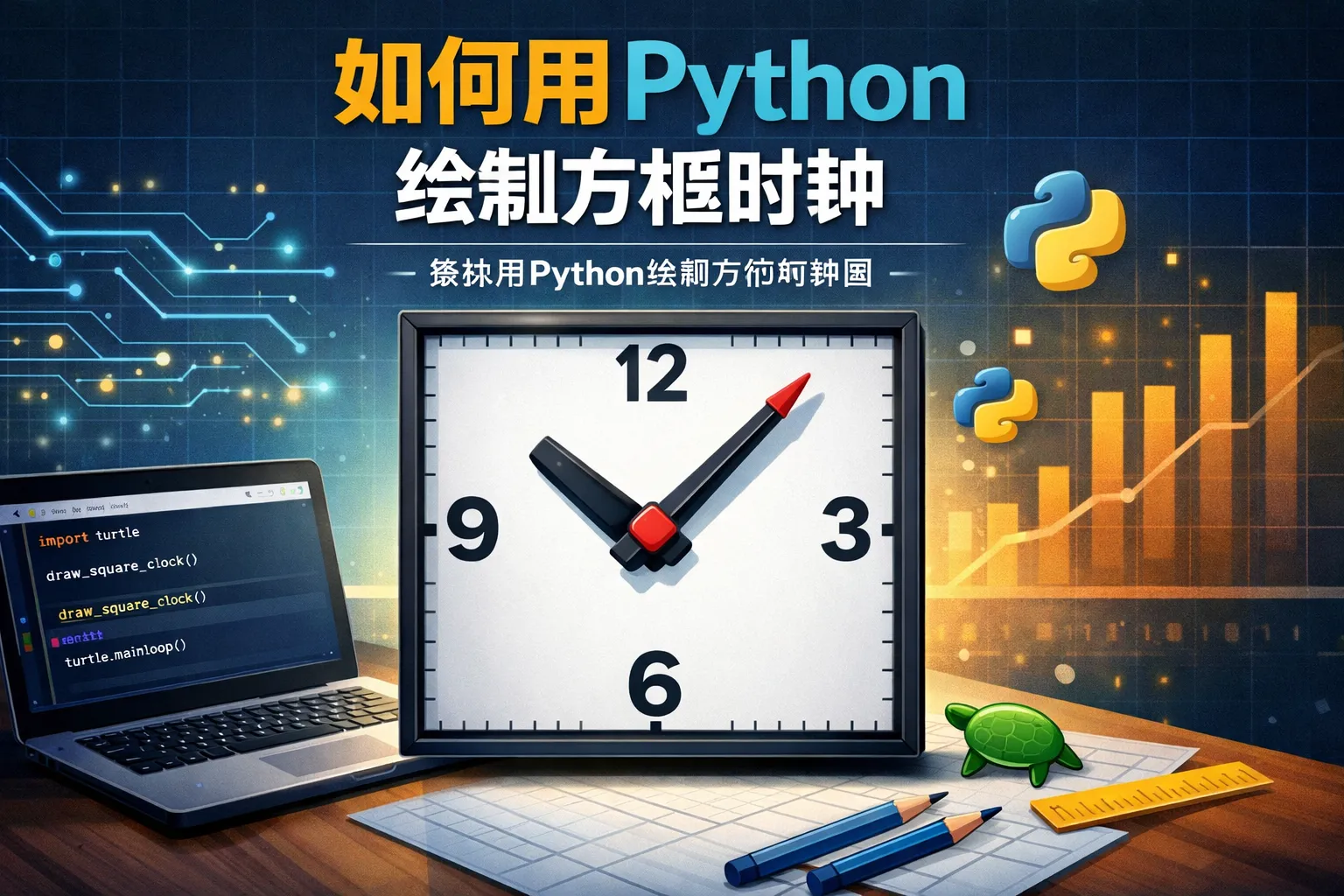 如何用python绘制方框时钟