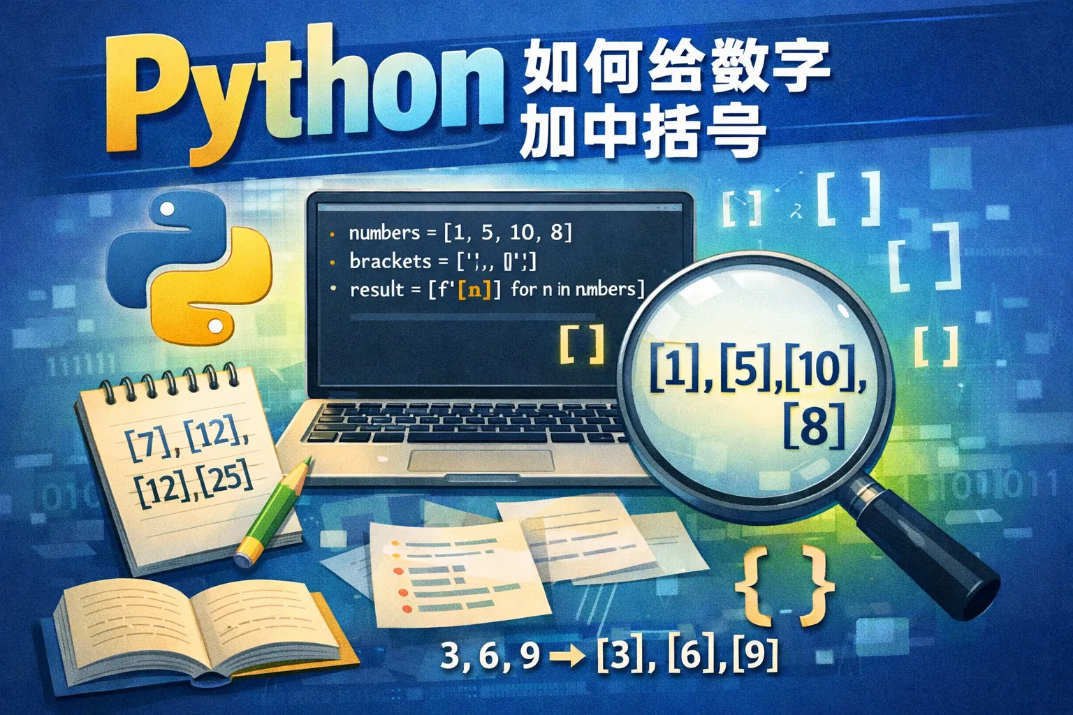 Python如何给数字加中括号