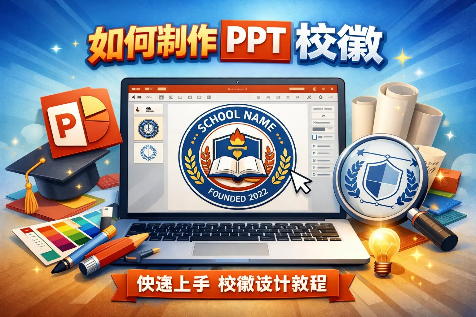 如何制作ppt校徽