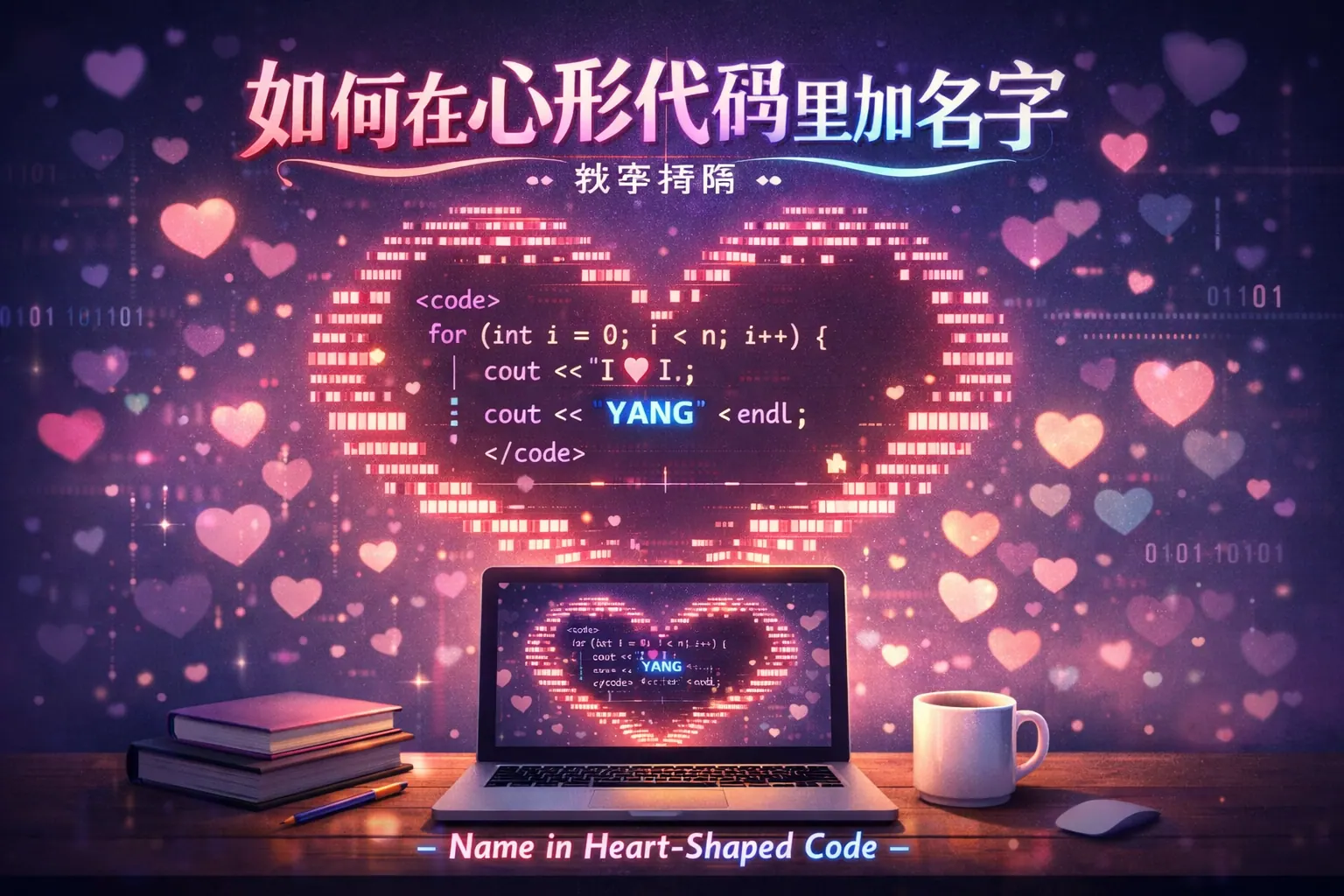 如何在心形代码里加名字