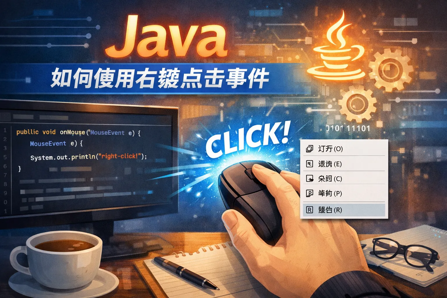 java如何使用右键点击事件