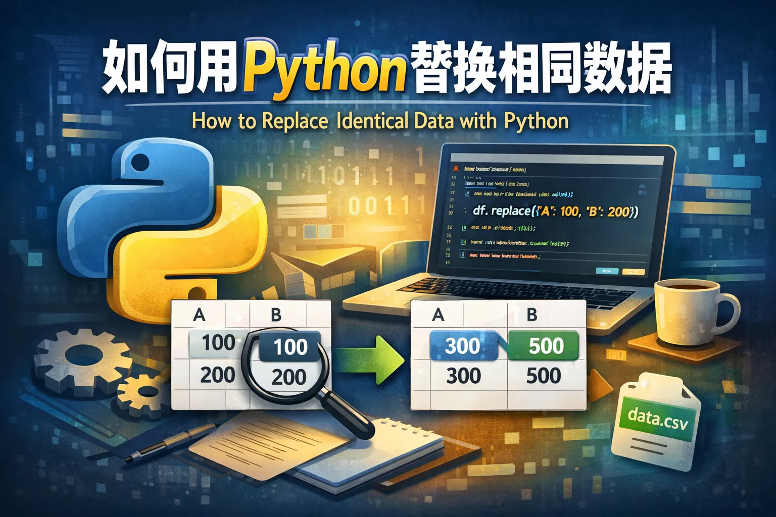 如何用Python替换相同数据